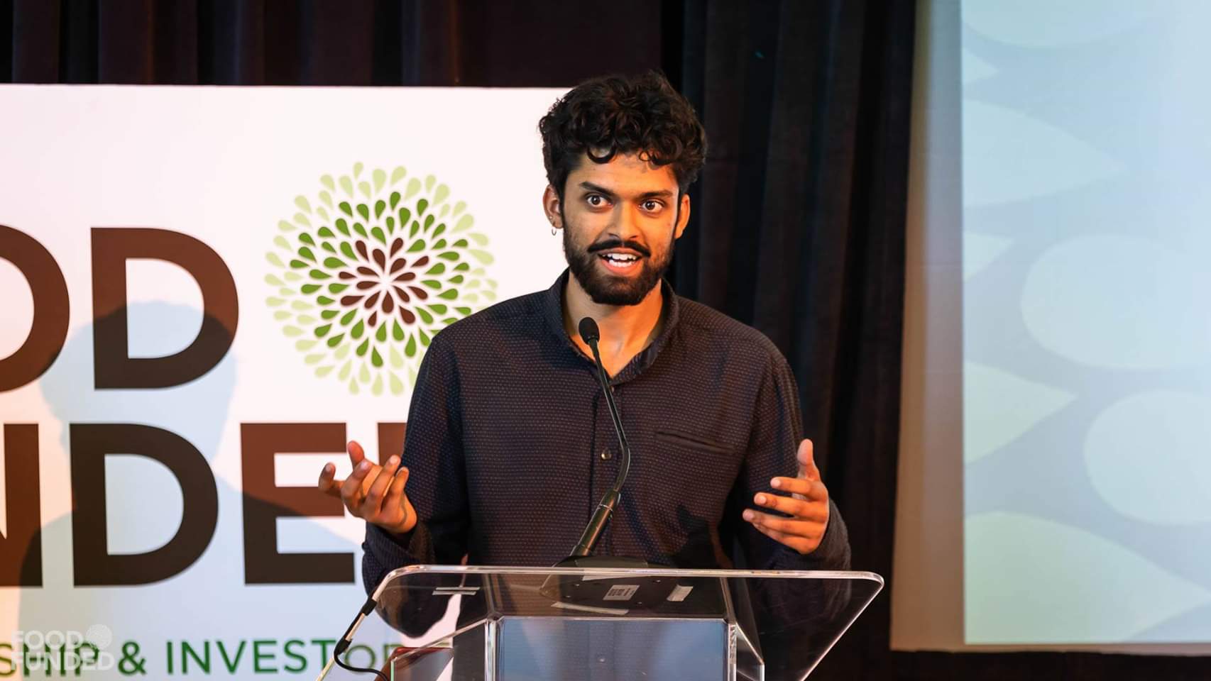 Akshay speaking at the Food Funded conference
