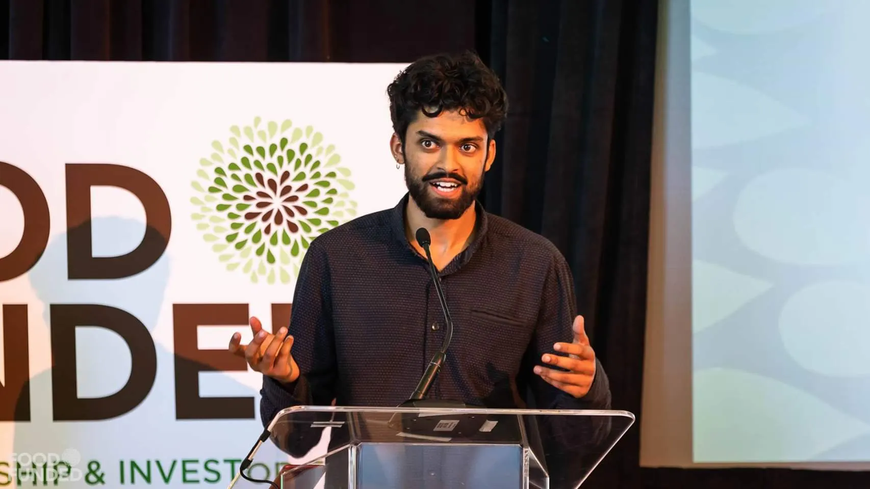 Akshay speaking at the Food Funded conference