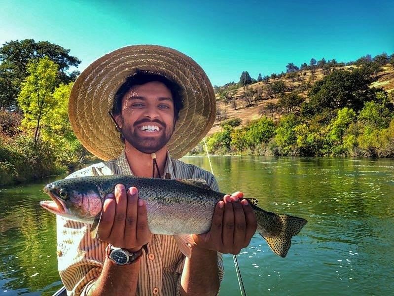 Rainbow trout caught on the river